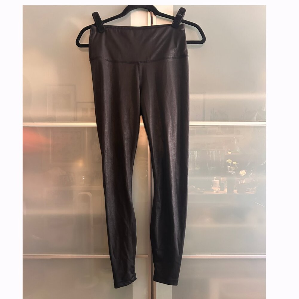 90 Degree by Reflex Faux Cracked Leather Look High Rise Ankle Leggings, Small